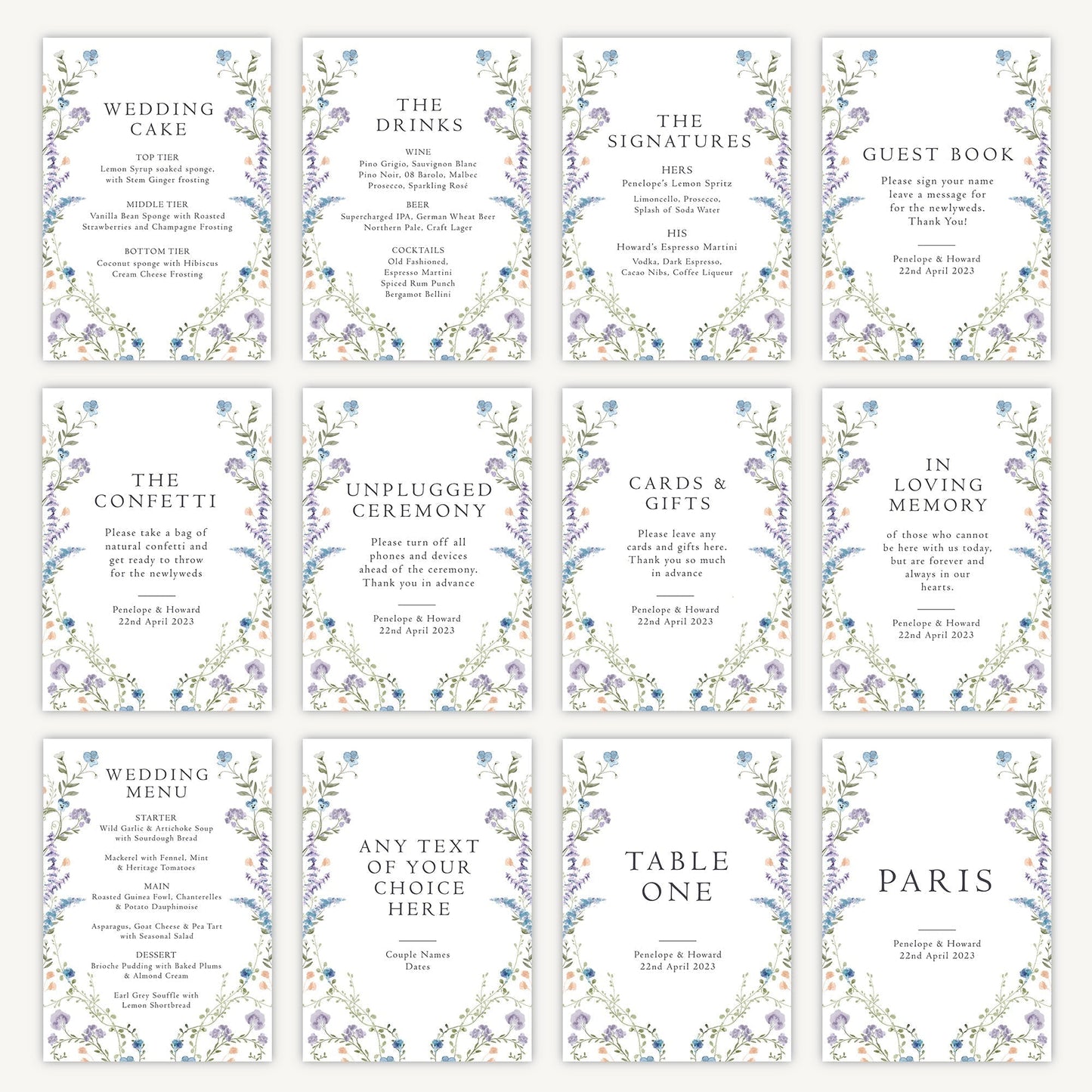 Table Name Sign Wedding Sign A5 Sturdy Foamex Sign Regency Floral