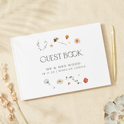 Winter Floral Linen Guest Book