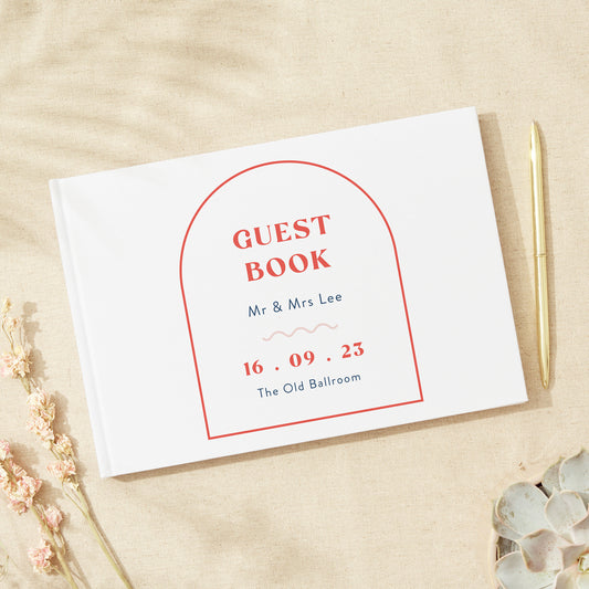 Retro Revival Linen Guest Book