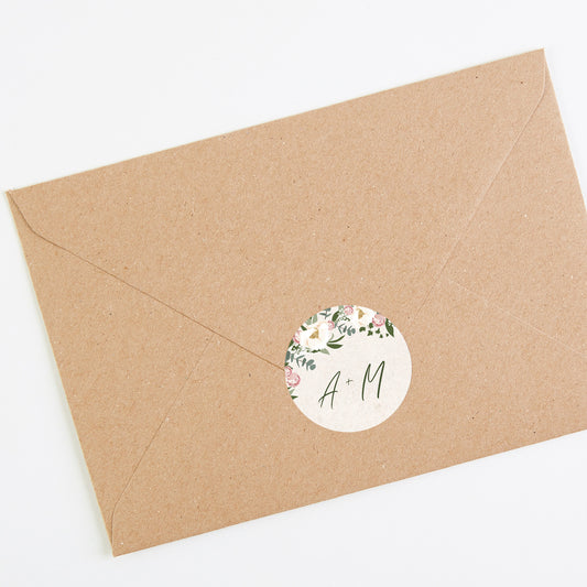 Floral Hoop Envelope Wedding Sticker