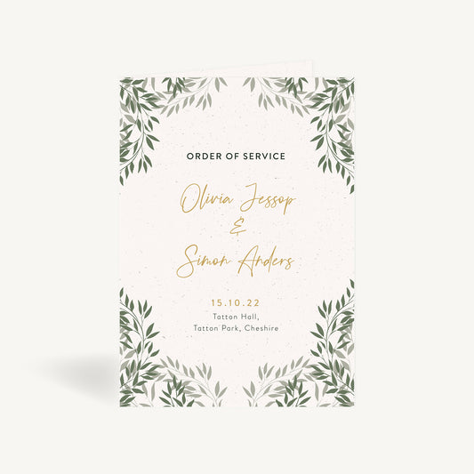 Botanical Rustic Wedding Order of Service