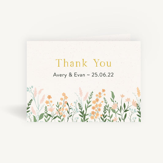 Summer Meadow Wedding Thank You Card Folded