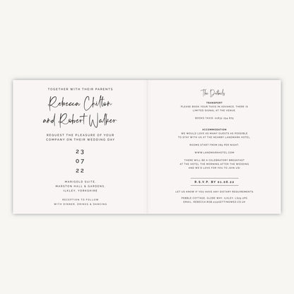 Modern Script Folded Wedding Invitation