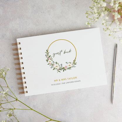 Floral Hoop Personalised Wedding Guest Book