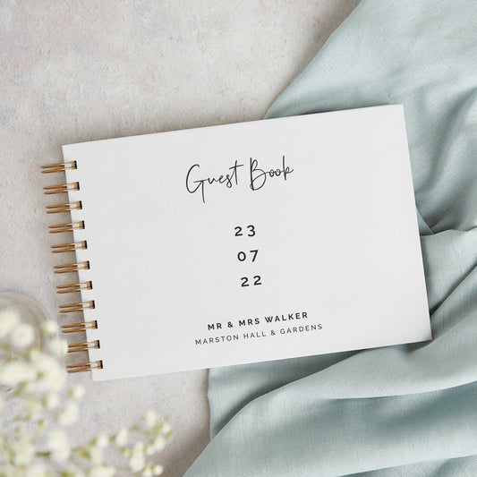 Modern Script Personalised Wedding Guest Book