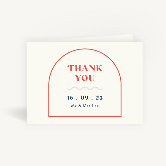 Retro Revival Wedding Thank You Card Folded