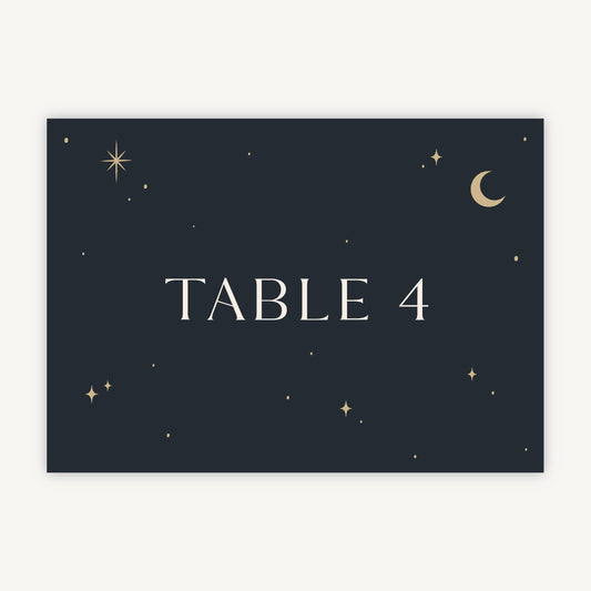 Celestial Night Sky Wedding Table Number