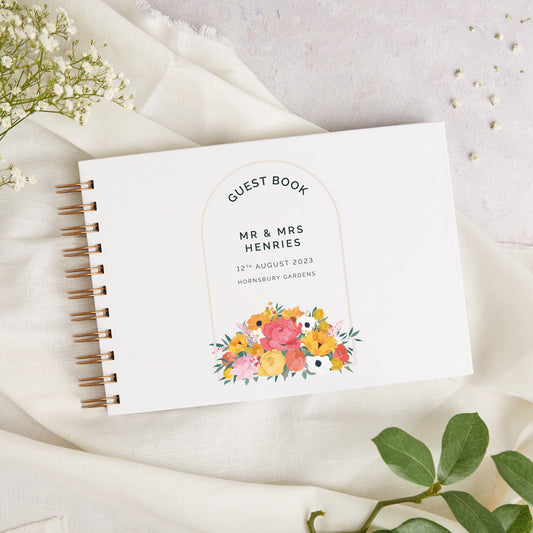 Bright Flowers Personalised Wedding Guest Book